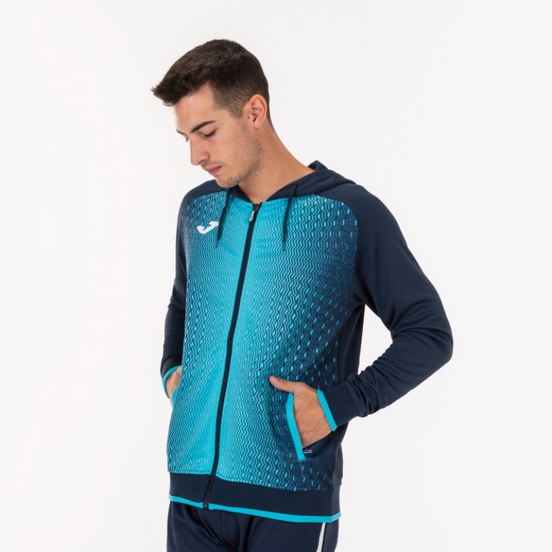 Олимпийка JOMA  т.сине-бирюзовая с капюшоном SUPERNOVA 101285.342