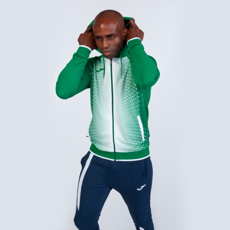 Олимпийка Joma SUPERNOVA зелено-белая с капюшоном 101285.452