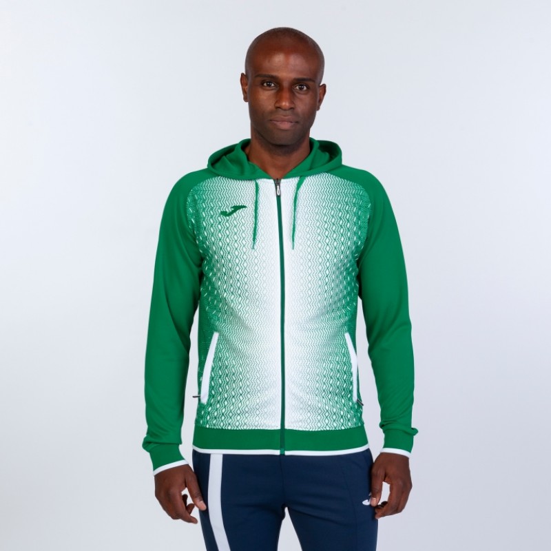 Олимпийка Joma SUPERNOVA зелено-белая с капюшоном 101285.452