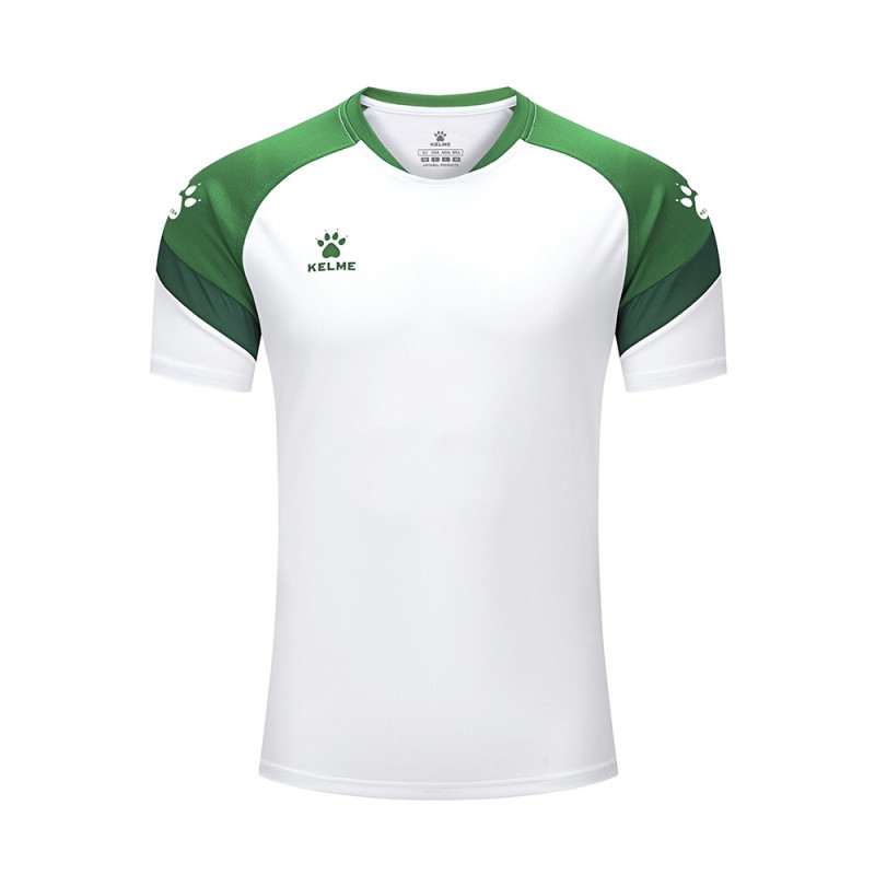 Футболка детская Kelme бело-зеленая короткий рукав BRAVO 7351TX3093.9105