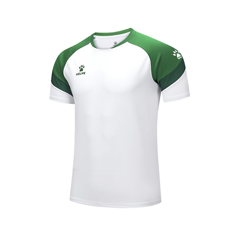Футболка детская Kelme бело-зеленая короткий рукав BRAVO 7351TX3093.9105