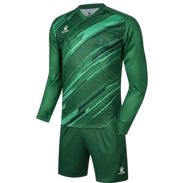 Комплект вратарской формы Kelme детский с защитой зеленый длинный рукав ZAMORA II 7361ZB3256.9300